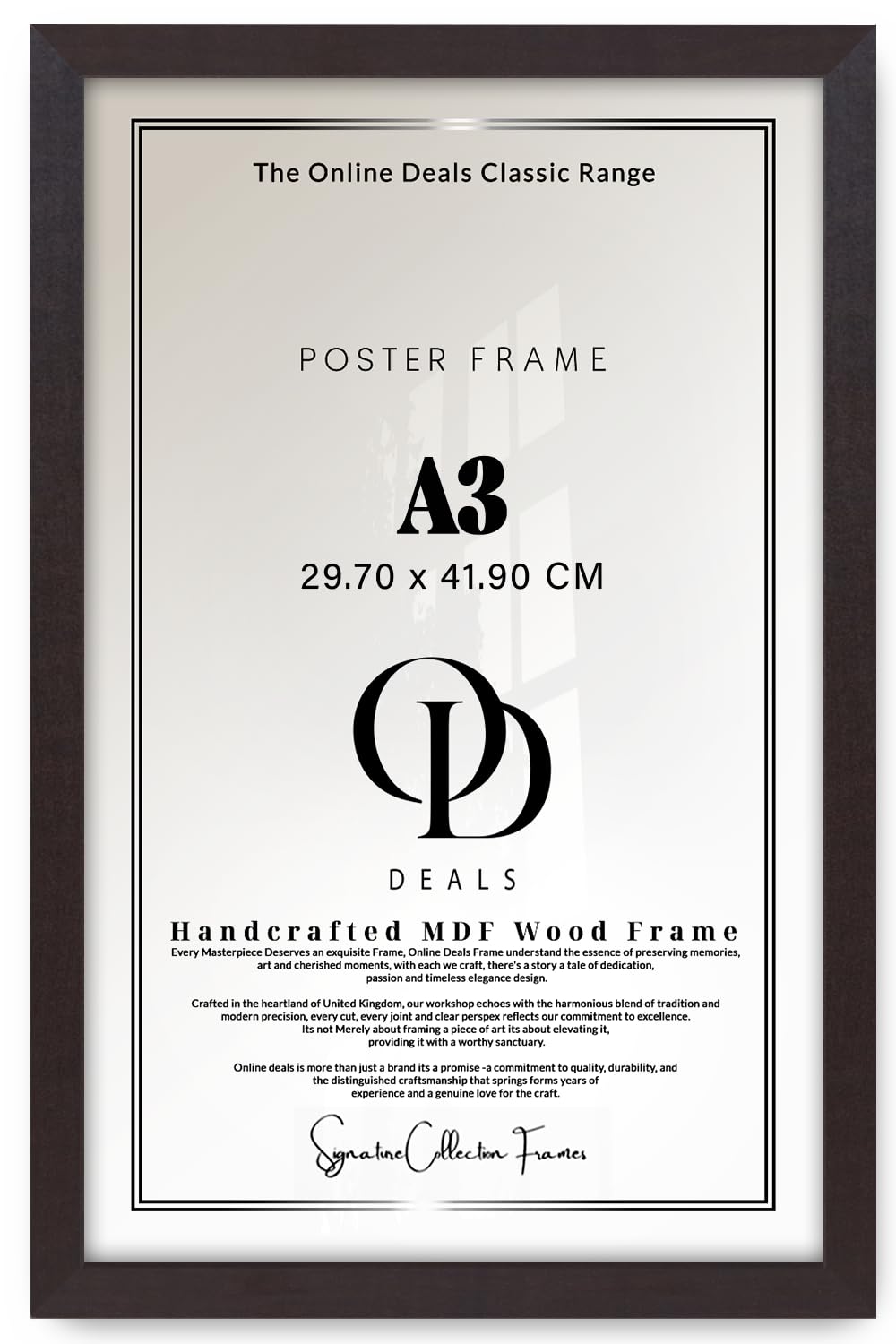 OD Deals — Classy Rectangle MDF Photo Frame A3 (29.70 X 41.90 CM) With Clear Perspex Panel, Mahogany Finish | Profile, Easy Wall Mounting And Table Display, Compatible With Any Interior Style