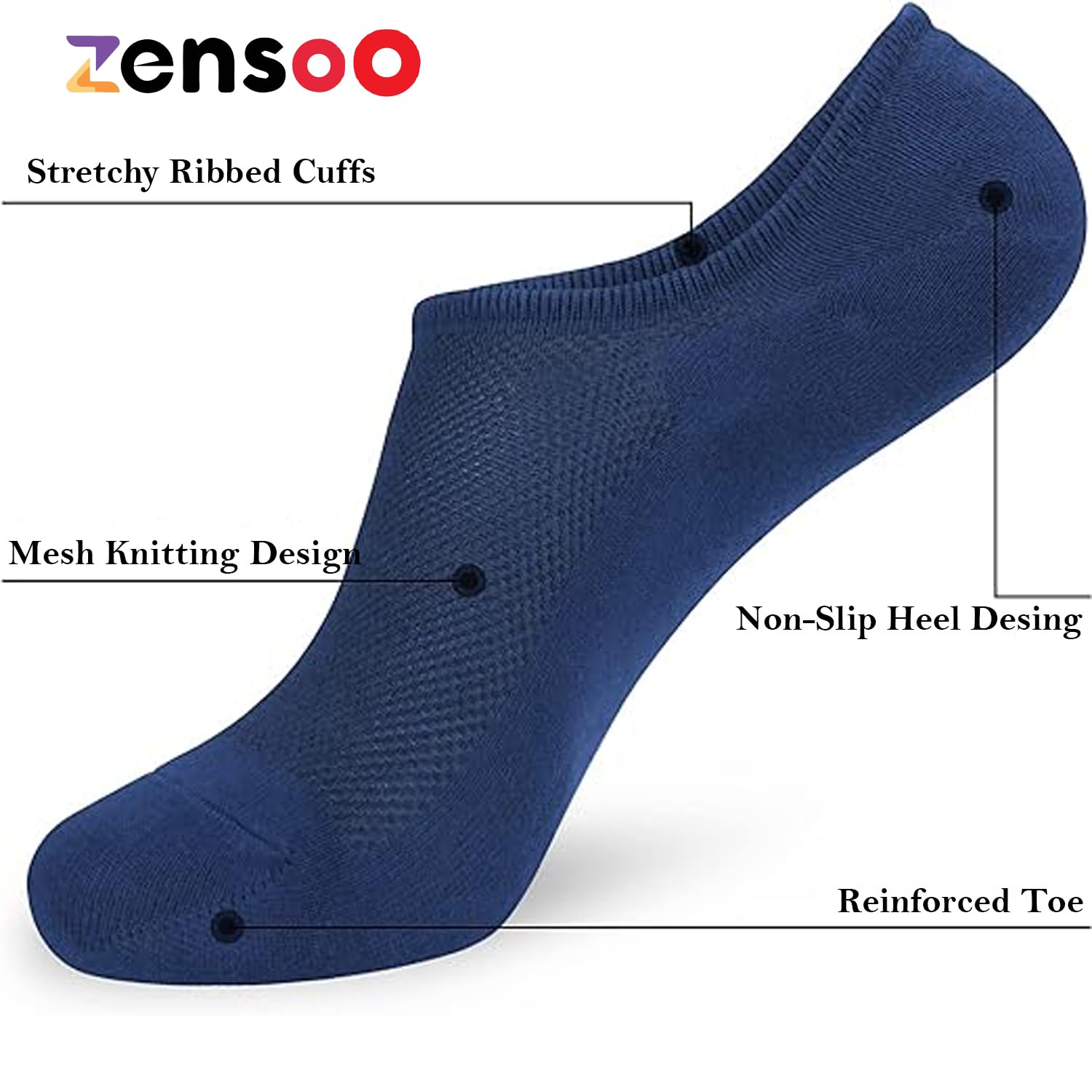 ZensoO Premium No Show Loafer Socks for Men & Women Combo Pack of 10 β Comfortable, Stylish, Breathable Cotton, Anti-Slip Grip for Sports & Casual Use, Multicolor 3