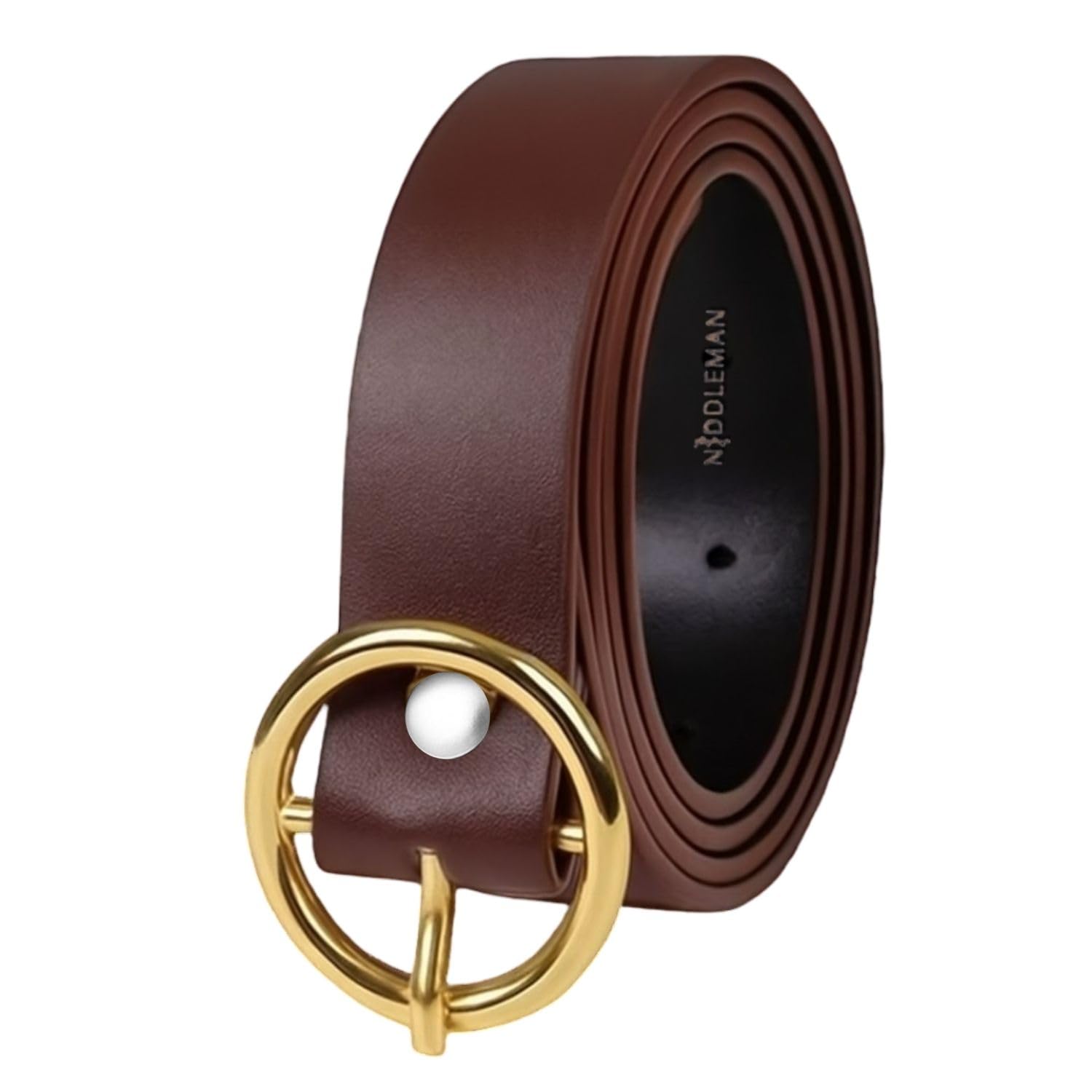 Women's Leather Belts for Jeans Pants with, Adjustable Stylish Design Ladies Womens Waist Belts (30, Brown)-image-3