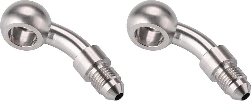 Adaptador de conexão para mangueira de freio Podavelle AN3 macho para banjo 10 mm 45° em aço inoxidável – Pacote com 2