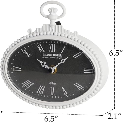 Miniatura 5 de NIKKY HOME Reloj de pared pequeño negro vintage de 6.5 pulgadas, funciona con pilas, silencioso, retro, de metal, analógico, ovalado, para baño,