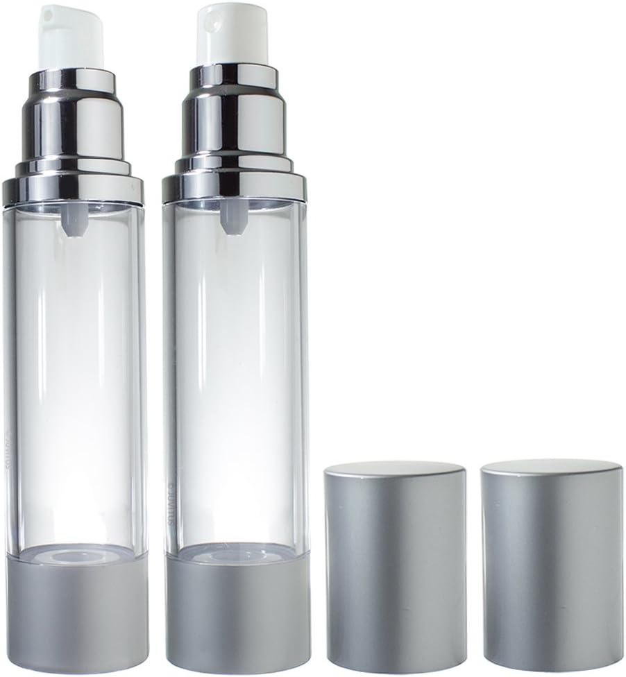 JUVITUS 1.7 fl oz Airless Pump and Spray Bottle Refillable Travel Set (2 PACK- 1 each Pump and Spray)
