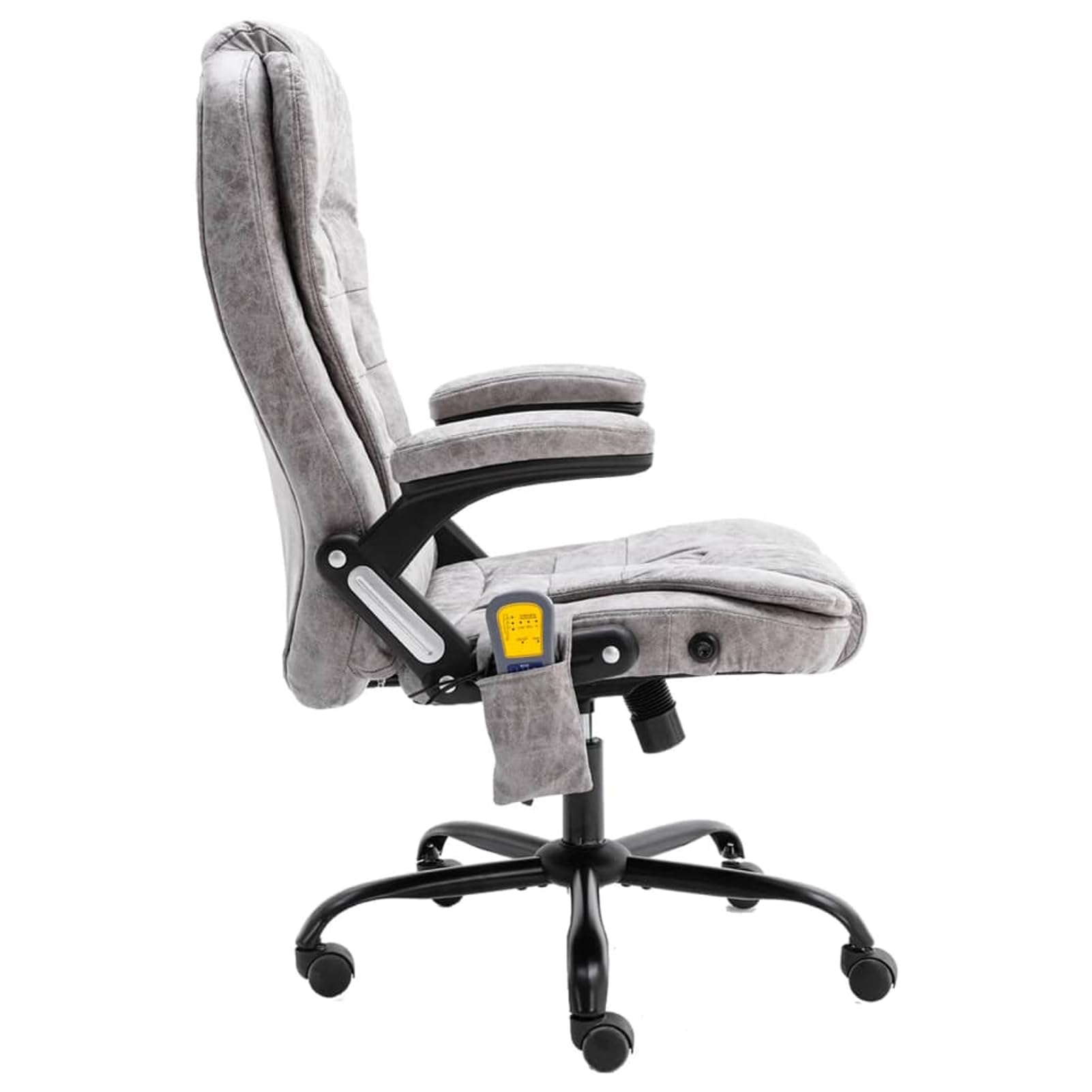 Sedia da ufficio con funzione massaggio e riscaldamento, colore grigio chiaro, effetto camoscio, 67 x 71 x (110-119), ergonomica, per ufficio e casa