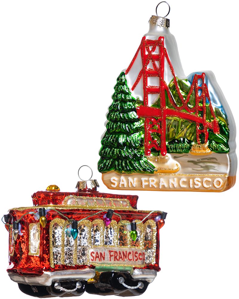 2pcs Glass San Francisco Christmas Ornaments