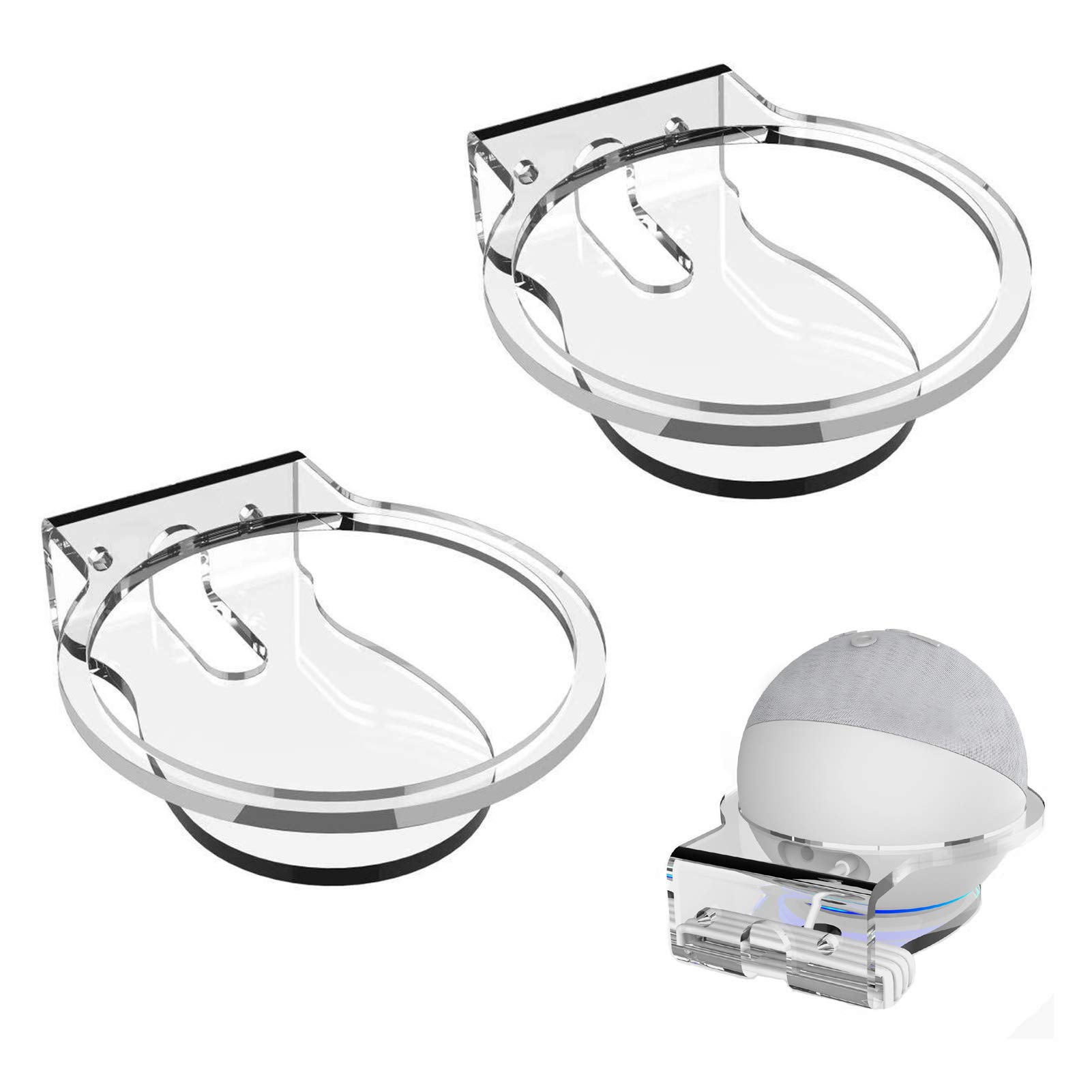 ZANEDY Dot 5th/4th Generation Wall Mount, Space Saving Solution Bracket for Dot 3 Dot 4 Dot 5 GenerationSturdy Clear(2 Pack)