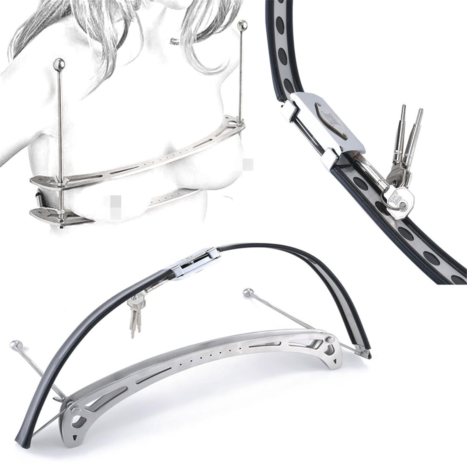 Neue Edelstahl Abschließbar Brust Bondage Clips, Weibliche Einstellbare Größe Nippel Klemmen Sklave Keuschheit Gürtel BDSM Erwachsene Spiel Flirten Sex Spielzeug für Frau,Schwarz,Frauen