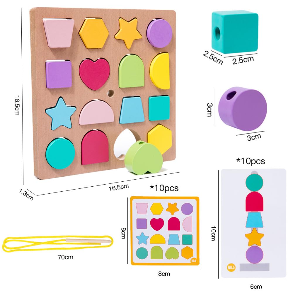 Montessori Fädelspiel Aus Holz Für Kinder Ab 3 – Sortierspiel Mit Aufgabenkarten Für Feinmotorik