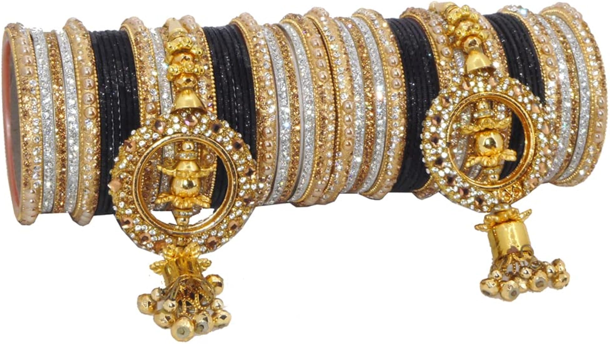 ROYAL BANGLES जिक्रोन चूड़ियाँ काडा सेट सुंदर लटकन चूड़ी सेट के साथ महिलाओं और लड़कियों के लिए रॉयल/स्टाइलिश लुक के साथ डिज़ाइन किया गया