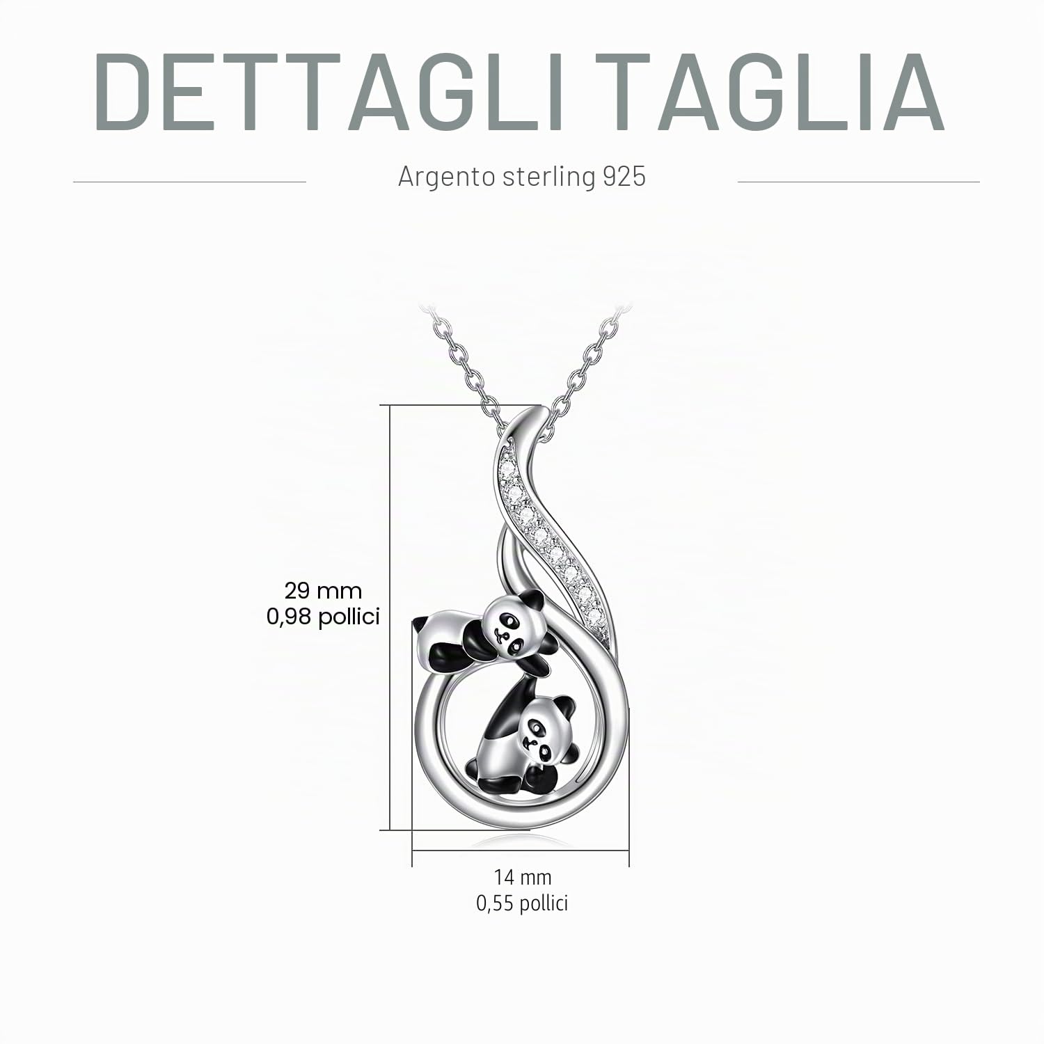 LONAGO Collana con Animali 925 Sterline D'argento Coniglio Volpe Pinguino Mamma Orso Elefante Panda Pendente Collana Gioielleria