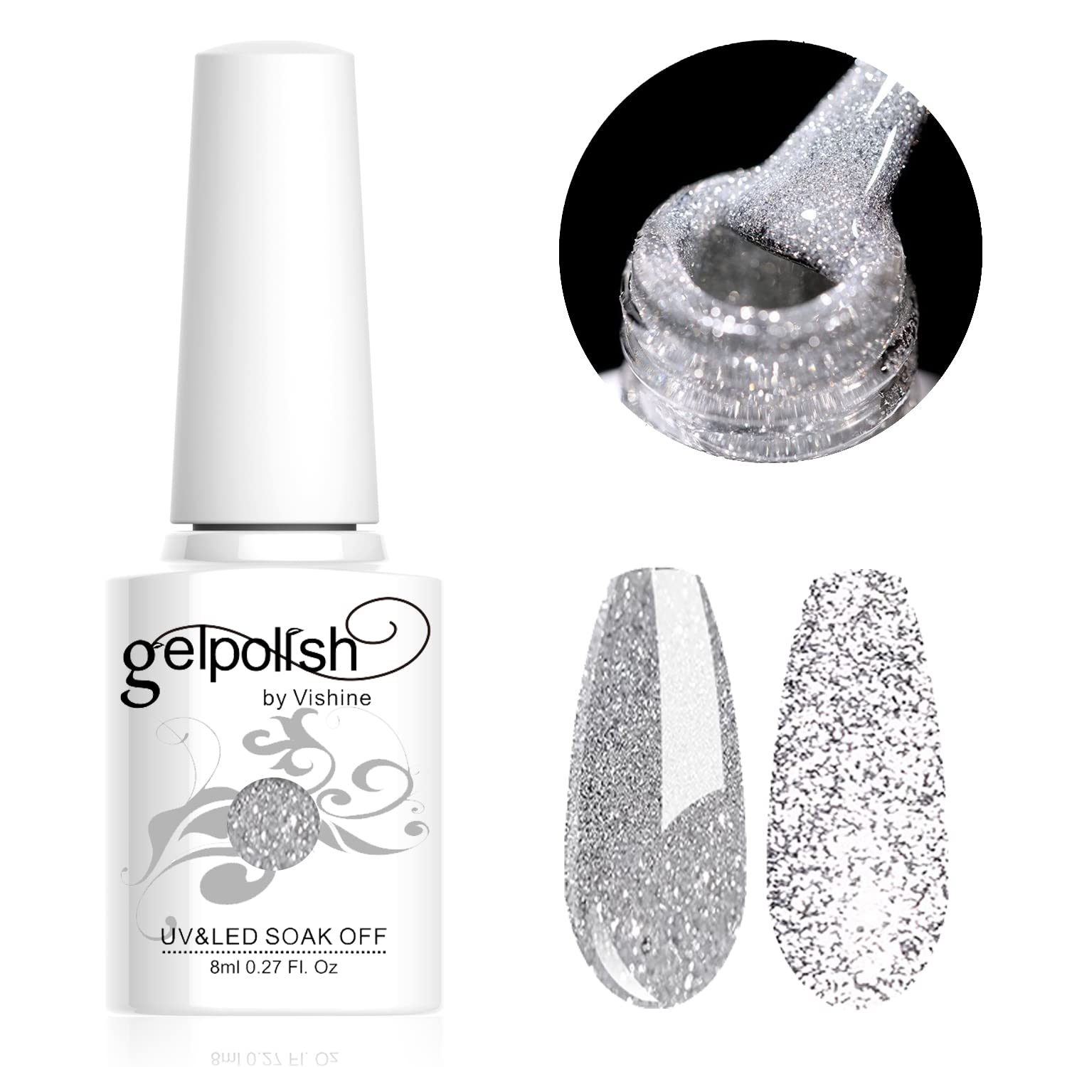 Vishine Esmalte de uñas semi-permanent Soak Off UV LED Gel Polish Nail Gel Manicura, Negro (687) — view 33