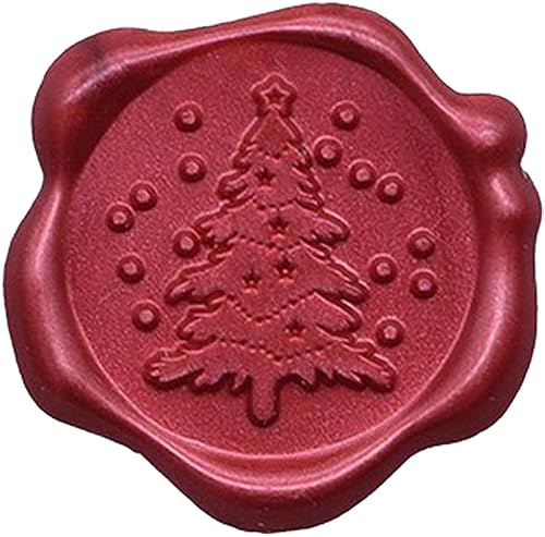 Calcomanías de sellado de cera de Navidad para sobres regalos manualidades 50 unidades sello de cera autoadhesivo con patrón de árbol de Navidad rojo
