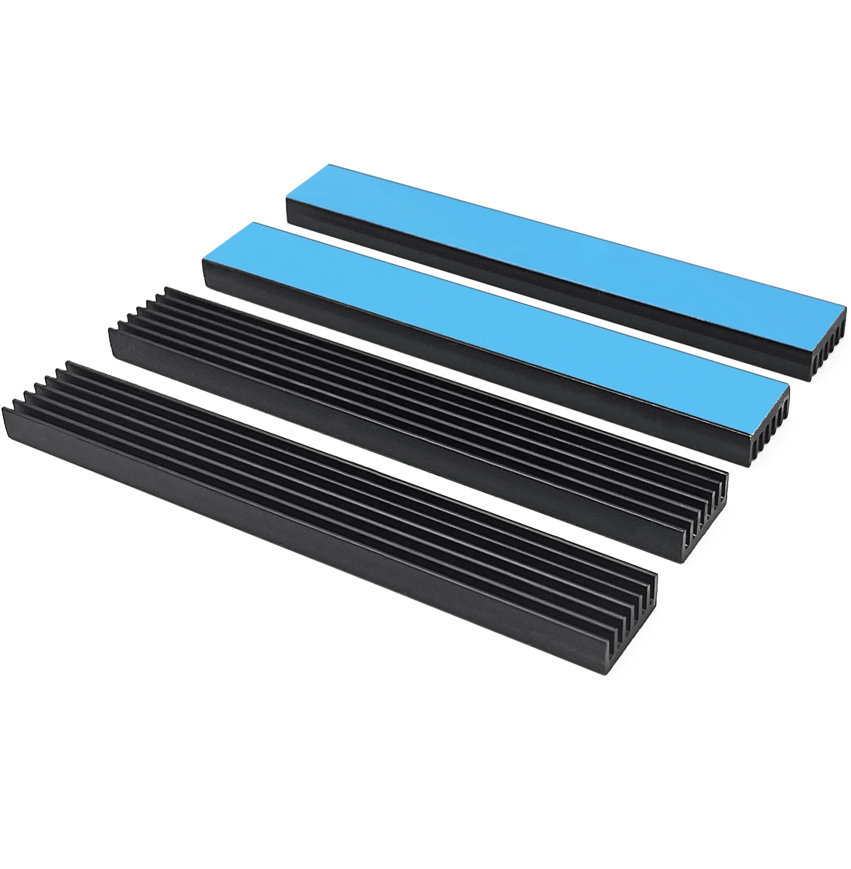 4 unidades de disipador de calor de aluminio de 0.55 pulgadas con cinta adhesiva conductora térmica, tira de disipador de calor de 3.937 x 0.551 x 0.236 in, aleta de enfriamiento para electrónica más