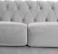 Vista 2 de ORRD Sofá Chesterfield, moderno sofá de terciopelo copetudo de 3 plazas con brazos de desplazamiento y cabeza de clavos para sala de estar