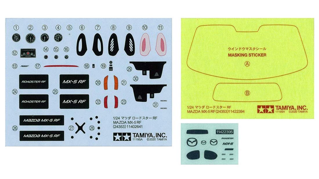 TAMIYA 24353 Mazda veicolo 1:24 MX-5 RF, riproduzione fedele all'originale, modellismo, kit di costruzione in plastica, fai da te, hobby, incollaggio, modellismo, assemblaggio, non verniciato, bianco