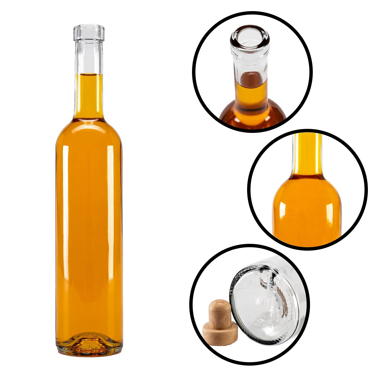 Botellas de Cristal Futura de 500 ml - 6 o 12 Unidades para Rellenar, Licor, Vinagre o Aceite