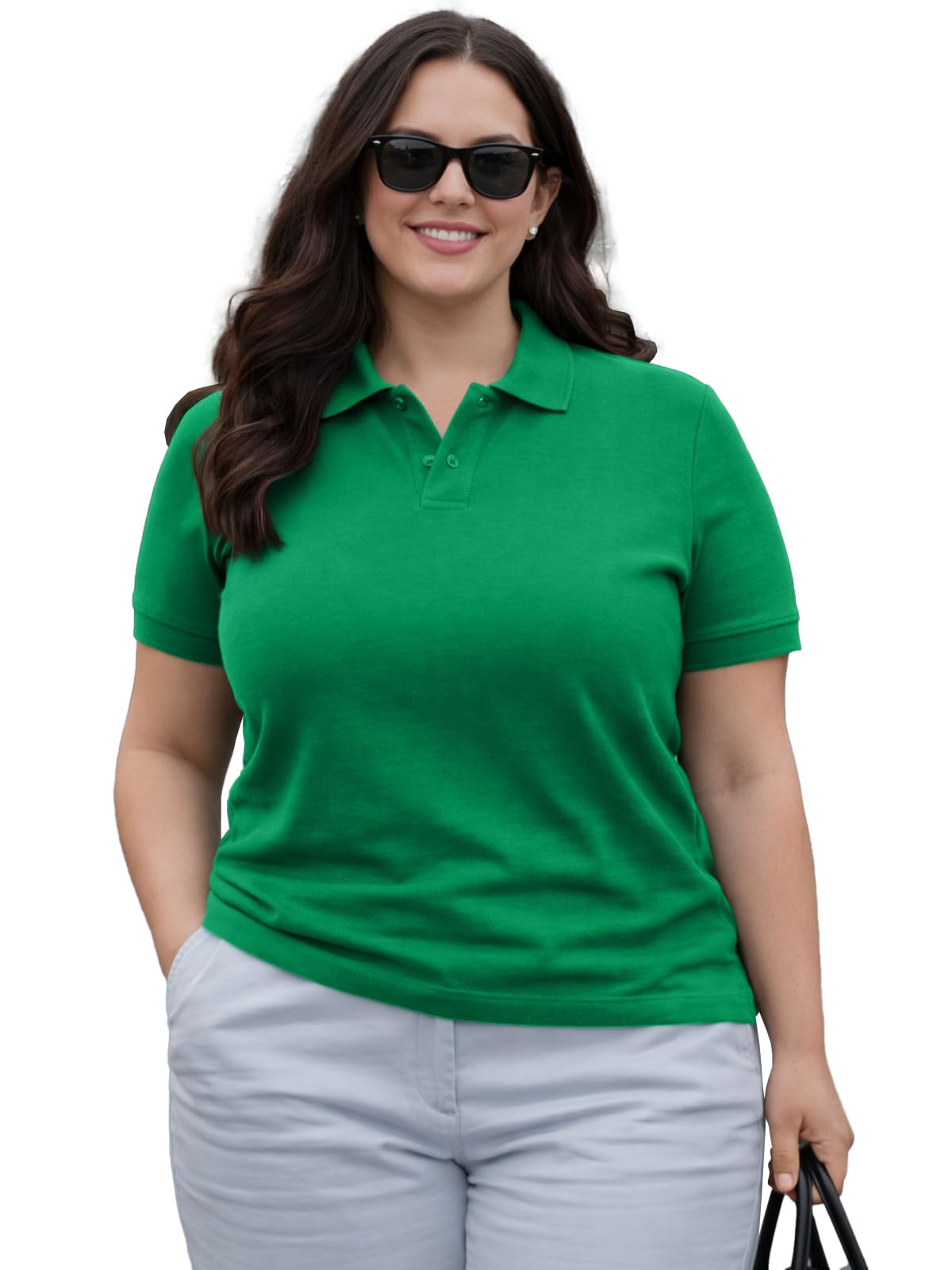 Junebеrry® Plus Size Polo T-Shirt for Women | Premium Cotton Regular Fit Polo Neck Tee | Solid Polo for Women (3XL–5XL)