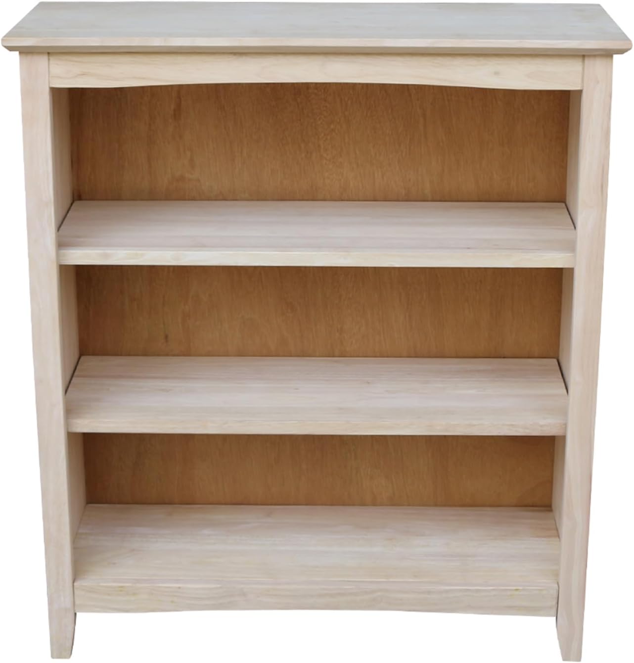 International Concepts Shaker Bookcase, 36-Inch High, Solid Parawood, Unfinished