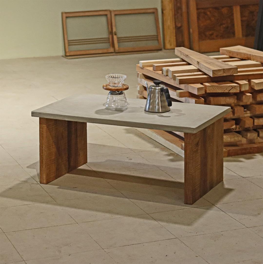 センターテーブル｜四角脚｜薄塗りモルタル｜ダイニングテーブル