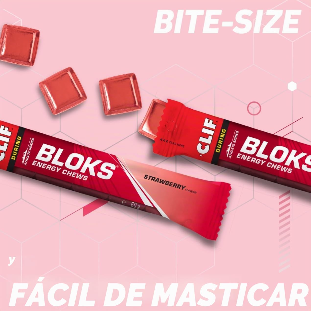 CLIF BLOKS Strawberry Gominolas Energéticas, 18 x 60 g