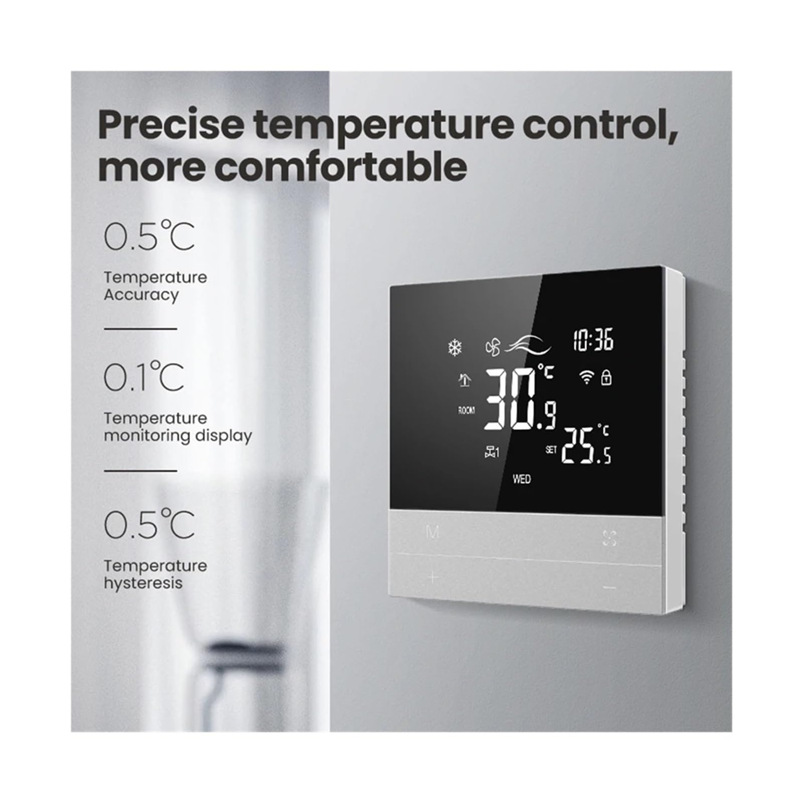 Controllore Aria Condizionata Centralizzato Wi-Fi Smart Termostato Aria Condizionata Centralizzata Riscaldamento Raffreddamento Unità Fan Coil A 3 Velocità(2 Pipe Wifi)