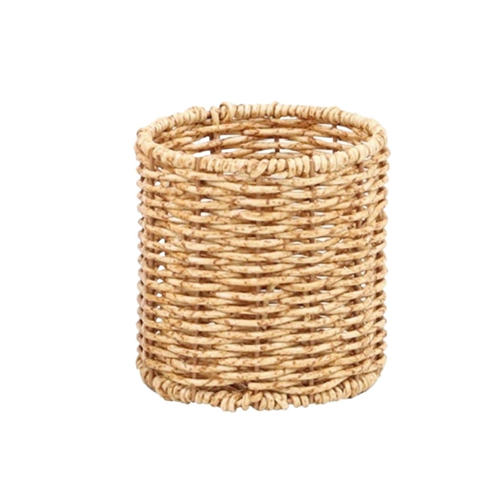 ZNJAMN 1pcs Stationery Storage Round Desktop Pen Container Handmade Vine Woven Holder for pens(S)