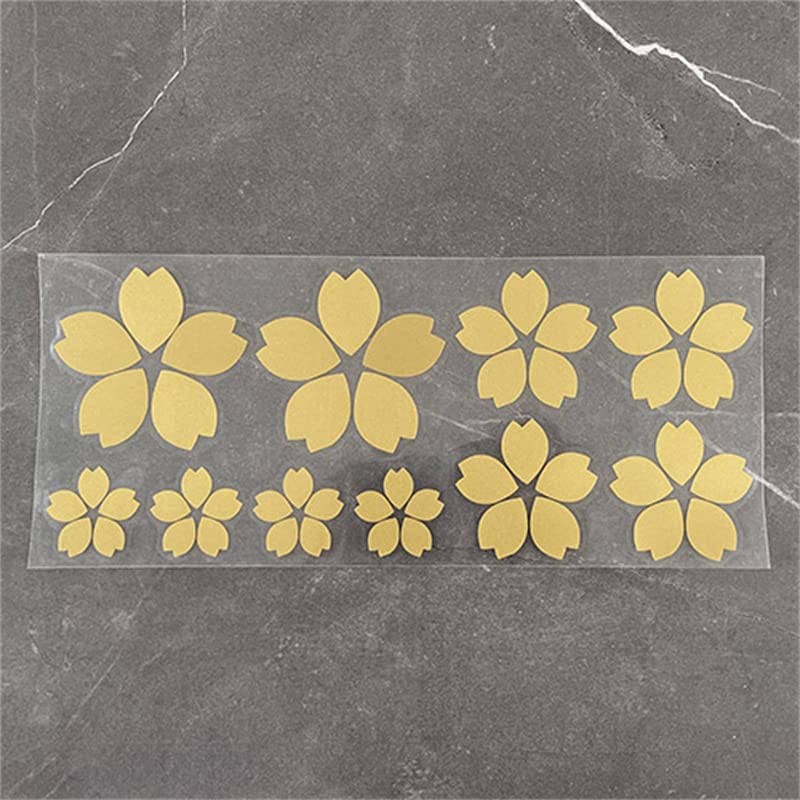 Image of Creative Fashion Flower Cherry Blossoms Petal Leaves Motor Bike Stickers Auto Body Car Styling PVC Decals (Matte Gold)