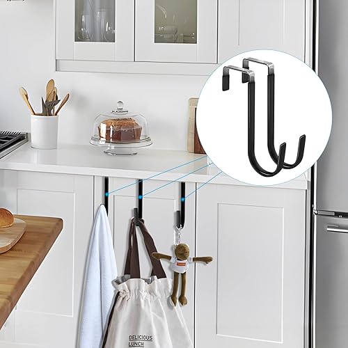 Vista 14 de FYY Ganchos para colgar sobre la puerta, paquete de 4 ganchos de goma para evitar arañazos, organizador resistente para sala de estar, baño