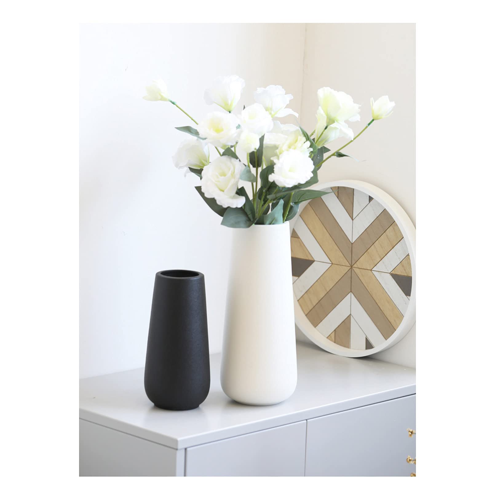 OTDCGI Vaso In Ceramica Bianco Minimalista - 6,6x17,8 Cm, Fatto A Mano, Per Fiori Secchi E Artificiali