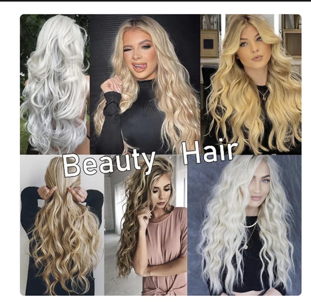 Clip In Human Hair Synthetic Full Head Hair Extension Highlights Streaks (Natural Black, Curly) - Image 4