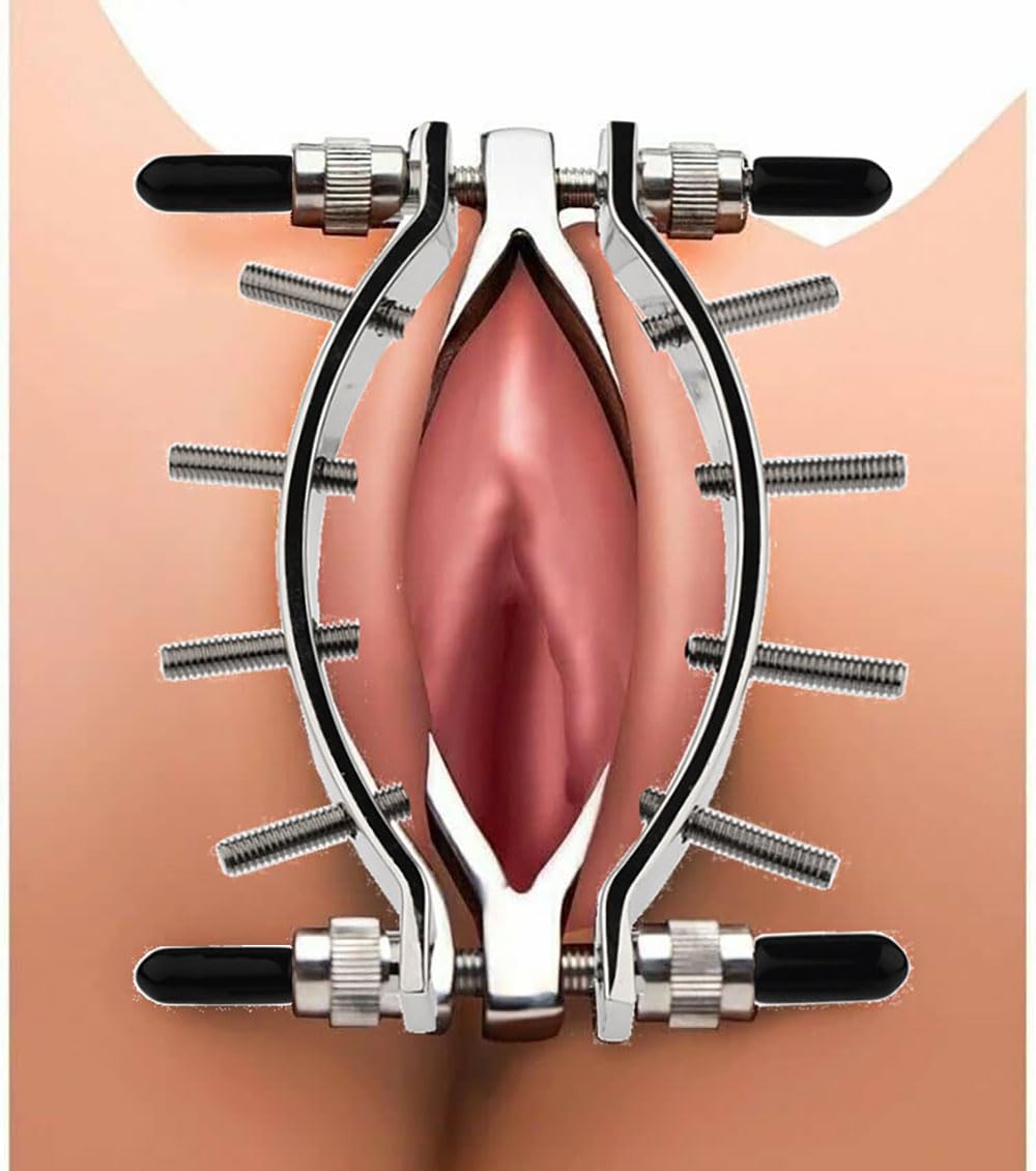 Pinzas de Labios de Acero Inoxidable – Schamlippenspreizer con Cadena, Juguete Erótico BDSM para Mujeres