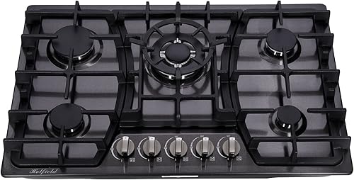 Miniatura 2 de Estufa de gas de 30 pulgadas de acero inoxidable con 5 quemadores, placa de gas de combustible doble, estufa de gas convertible NGLPG, HF57013B,