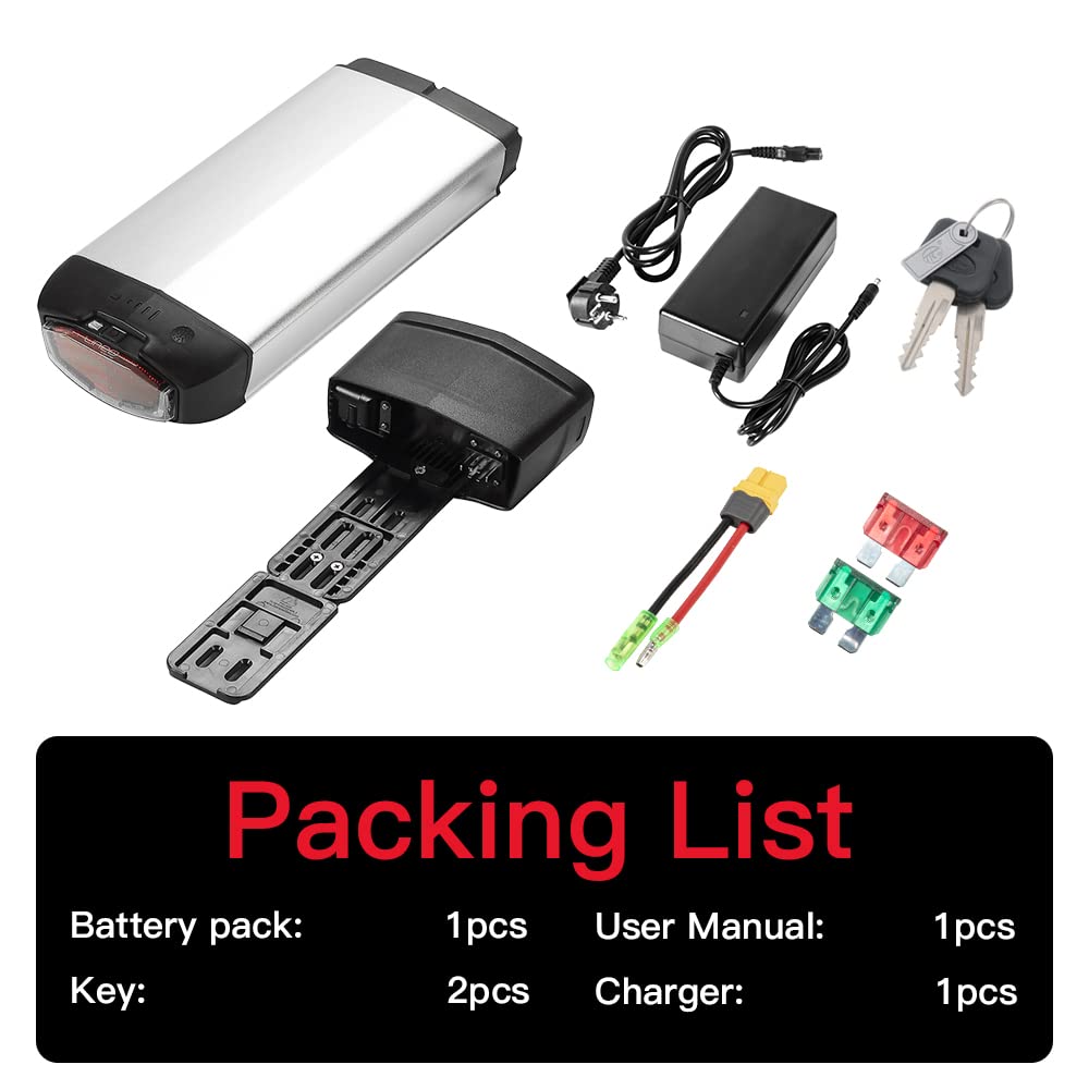 Batterie Remplacement Moteur 500W Batterie Lithium 36V 20Ah Pour Vélo Électrique - Pack 10S3P Avec BMS 30A | Chargeur 42V 2A Inclus | Pour Moteurs 200W-500W Batterie Pour Vélo électrique 36v
