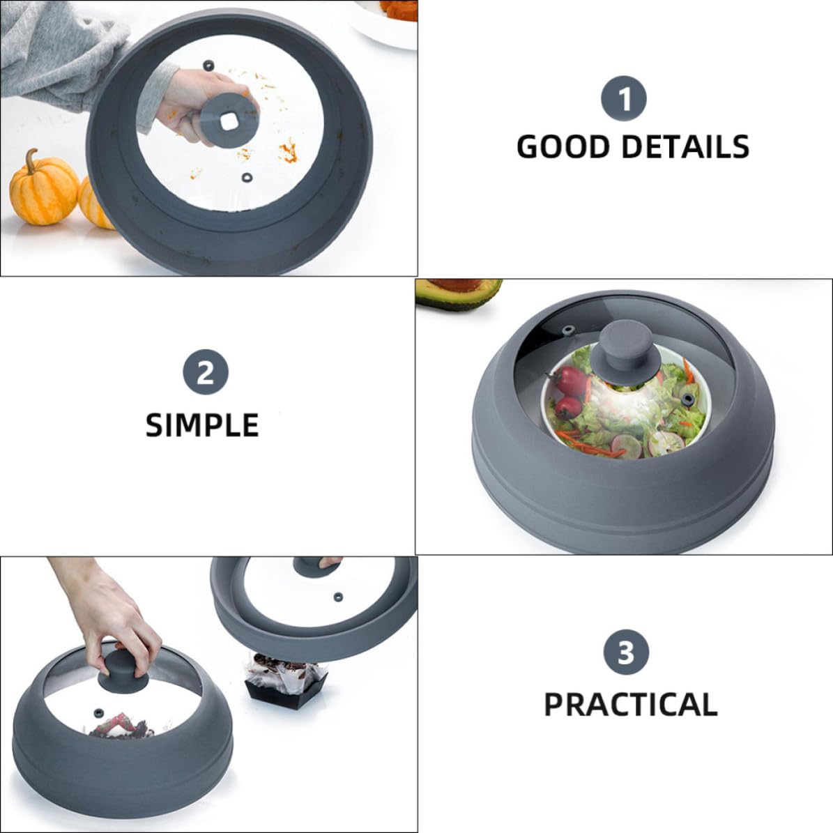 Artibetter Coperchio Protezione Microonde Pieghevole e Silicone per Resistente alle Alte Temperature per Conservazione Alimenti Antispruzzo