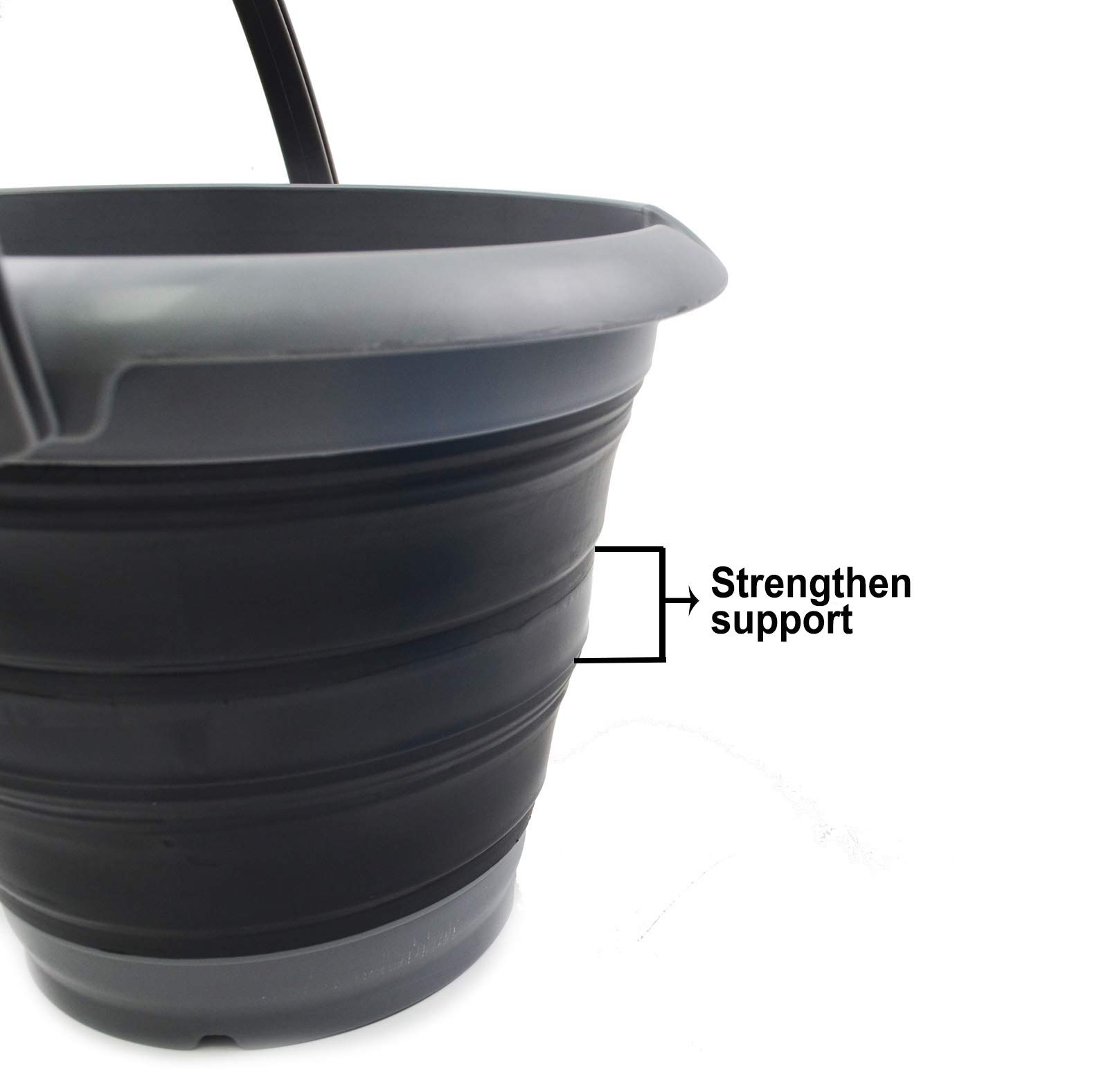 SAMMART 5L Cubo de plástico Plegable - Tina Redonda Plegable - Cubeta de Agua portátil para Pesca - Olla de Agua al Aire Libre Que Ahorra Espacio, tamaño 27 cm de diámetro (Gris/Negra, 1)