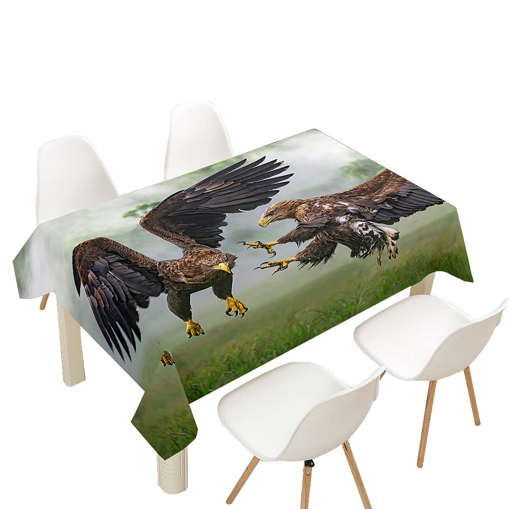 Hearda Fight Tablecloth Waterproof Polyester For Rectangle/Round Table, 3D Eagle Printed Home Decoration Stain Resistant Dust-Proof Wipe Clean, For Restaurant Kitchen (90X90cm,)
