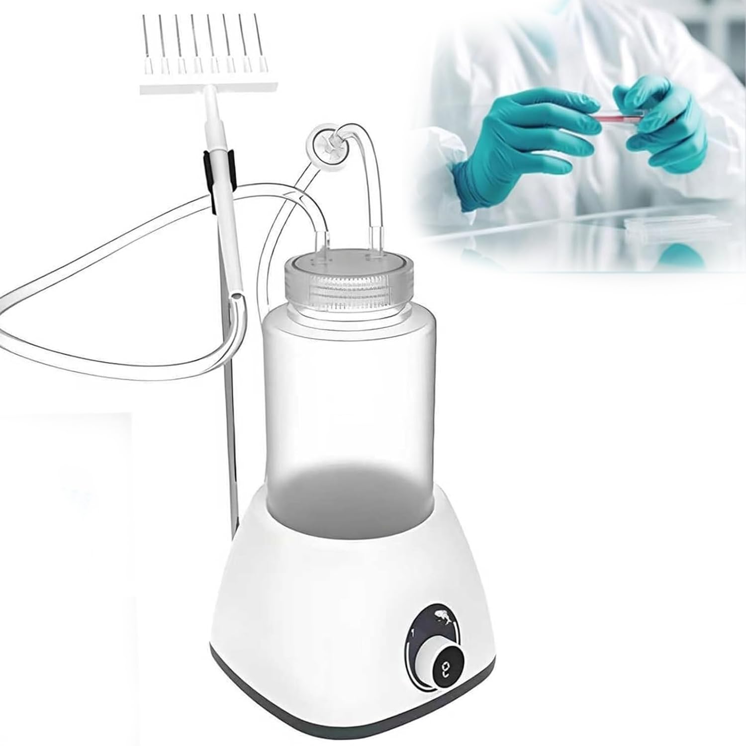 OSPSHPG Bench Laboratory Waste Liquid Recycler, Liquid Aspirator Recycler, 9 Adjustable Gears, with 8-channel Suction Head, Holder, for Teaching Scientific Experiments