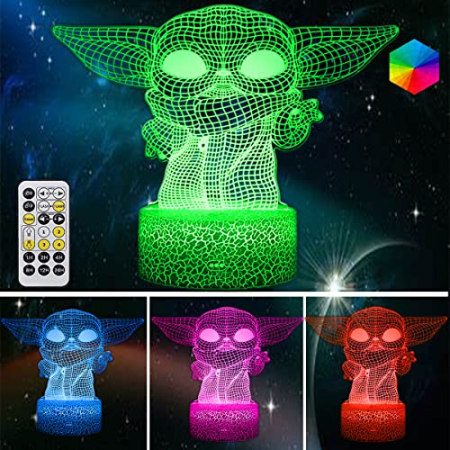 El Mejor Listado de Lamparas de star wars de esta semana. 46 Yoda 3D Night Light para niños, 16 colores cambiantes Baby Yoda Light para decoración de la habitación, Touch USB Charge 3D Illusion Lamp con control remoto, para niños Los...