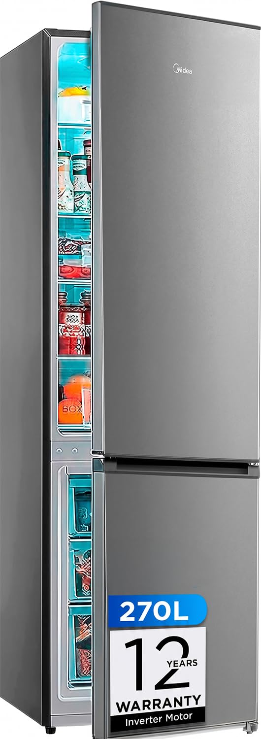Midea Frigo Congelateur Combiné No Frost 55 cm de large x 180 cm - Combine Refrigerateur 270 L - Frigidaire Congelateur à économie d'énergie avec compartiment