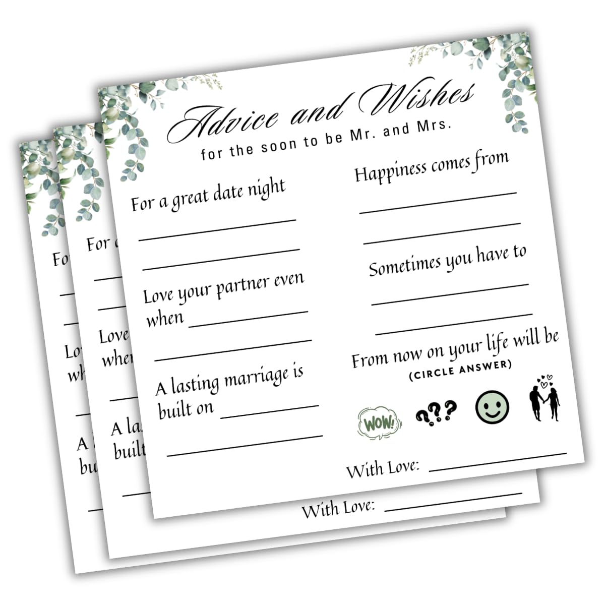 50 Cards in a pack, Advice and wishes for the couple to make your Wedding and Pre Wedding celebrations fun and memorable for your guests, 4x4 inches