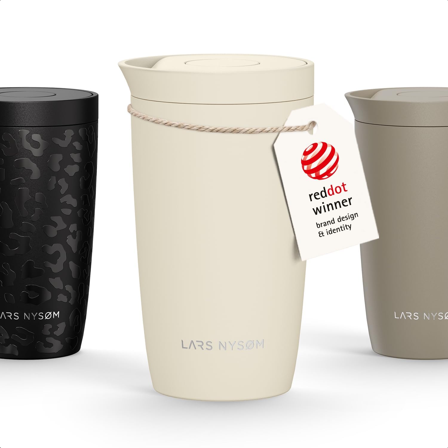 LARS NYSØM Thermo Coffee Mug to go 12oz - Coffee Travel Mug Quick Press Lid