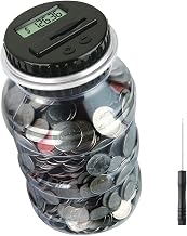 Coin Piggy Bank Saving Jar, Winnsty Digital Coin Counter with LCD Display Large Capacity Money Saving Box for All US Coins (Silver)
