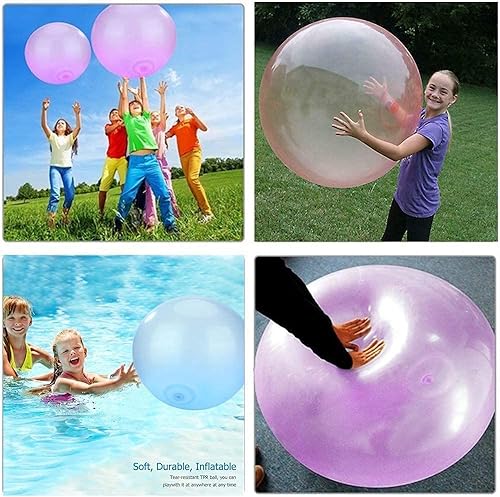 2 piezas de juguete de bola de burbujas para niños, bola de burbujas de agua inflable, bola de playa, bola de jardín para jugar al aire libre en