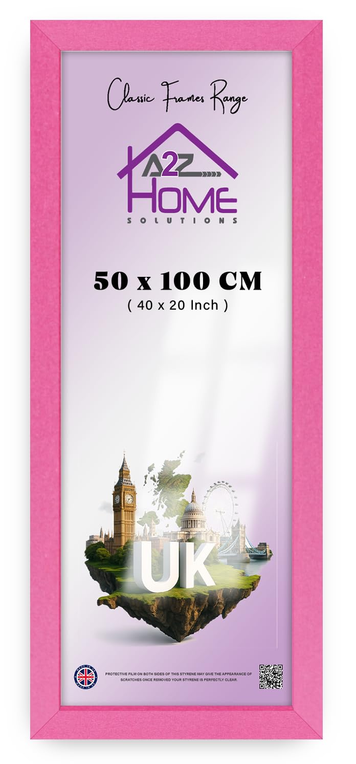 A2Z Home Solutions® Large Wall Picture Frame Stunning Look Quality Backing Landscape & Portrait Display Photo Frame For Wall Poster Canvas Painting Certificate Art Gallery (20x40 cm, Pink)
