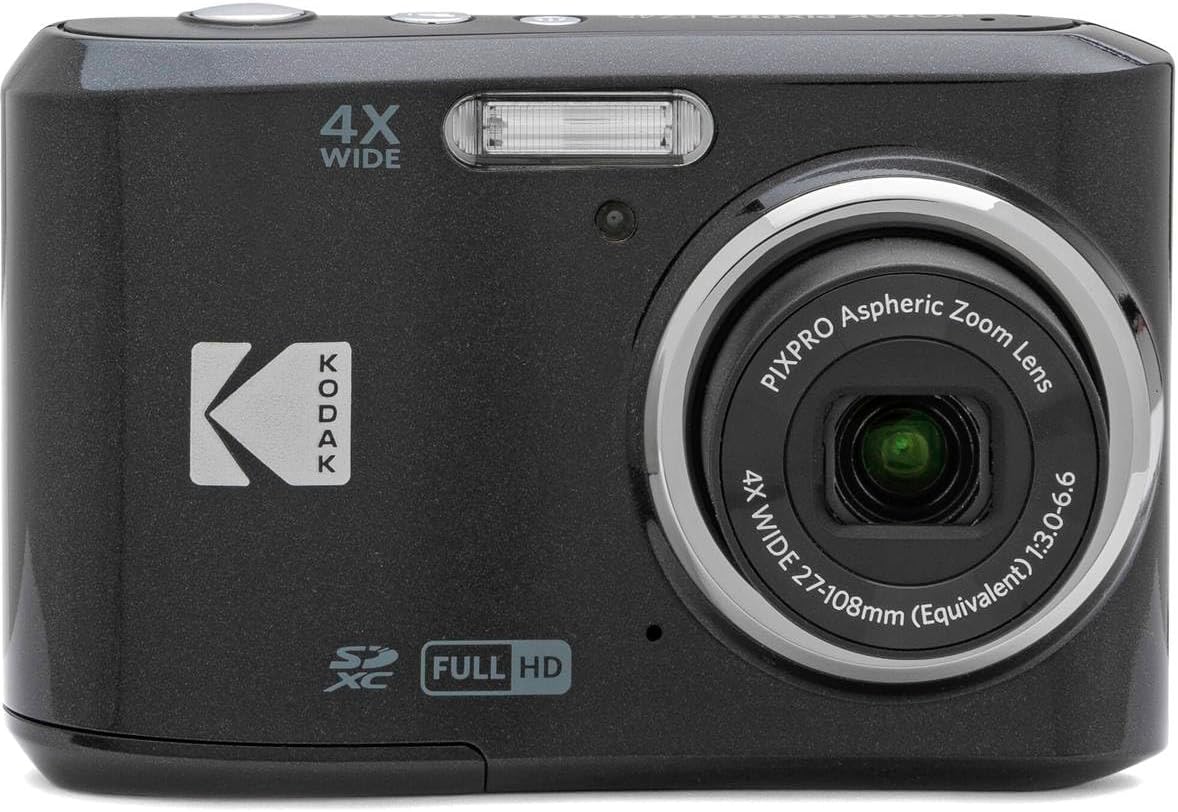 KODAK PIXPRO Friendly Zoom FZ45-BK 16MP Digital Camera with 4X Optical Zoom 27mm Wide Angle and 2.7" LCD Screen (Black), 63 MB