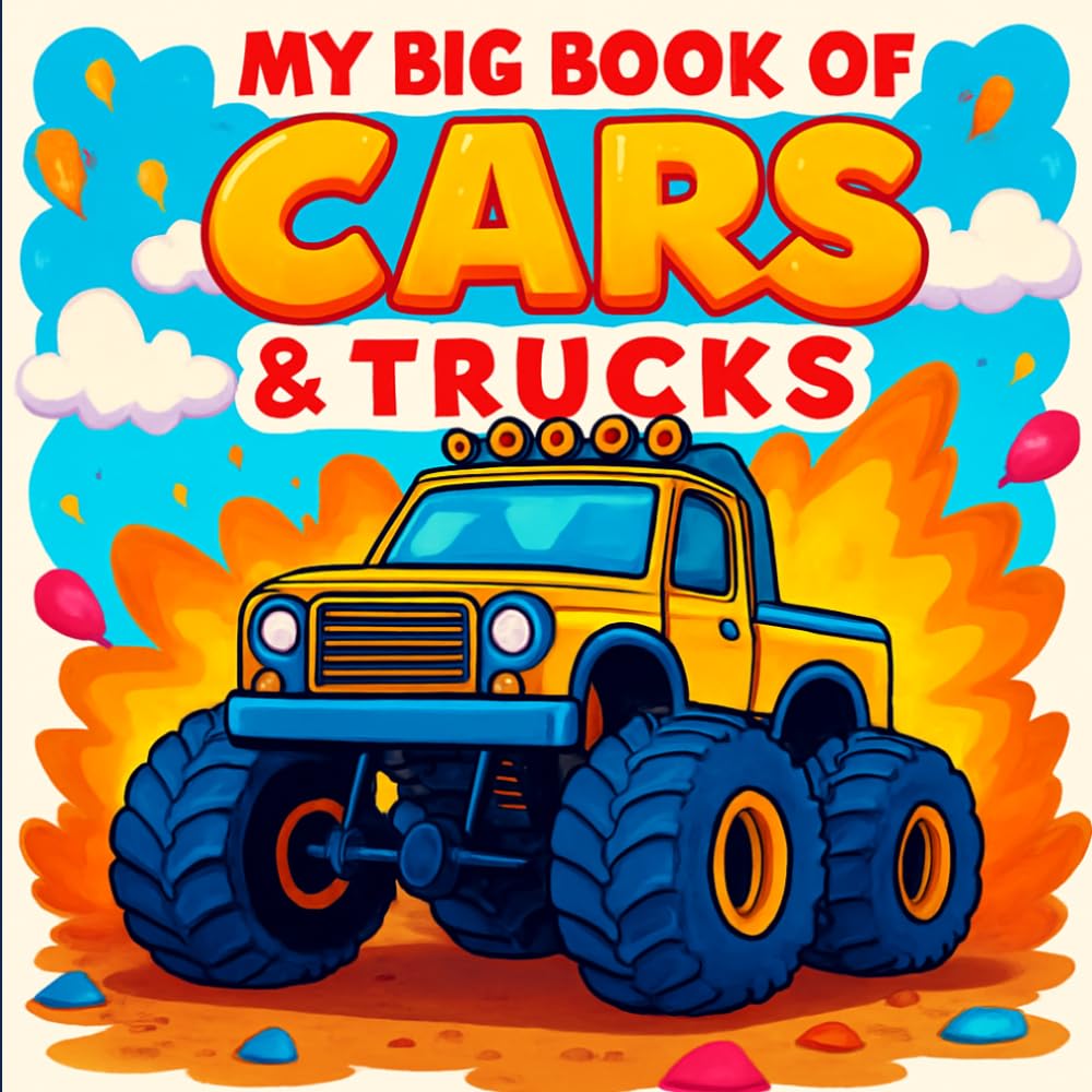 My Big Book of Cars and Trucks: 50 Unique Illustrations with Progressive Difficulty for Toddlers and Older Boys: From Cute Vehicles to Realistic Supercars