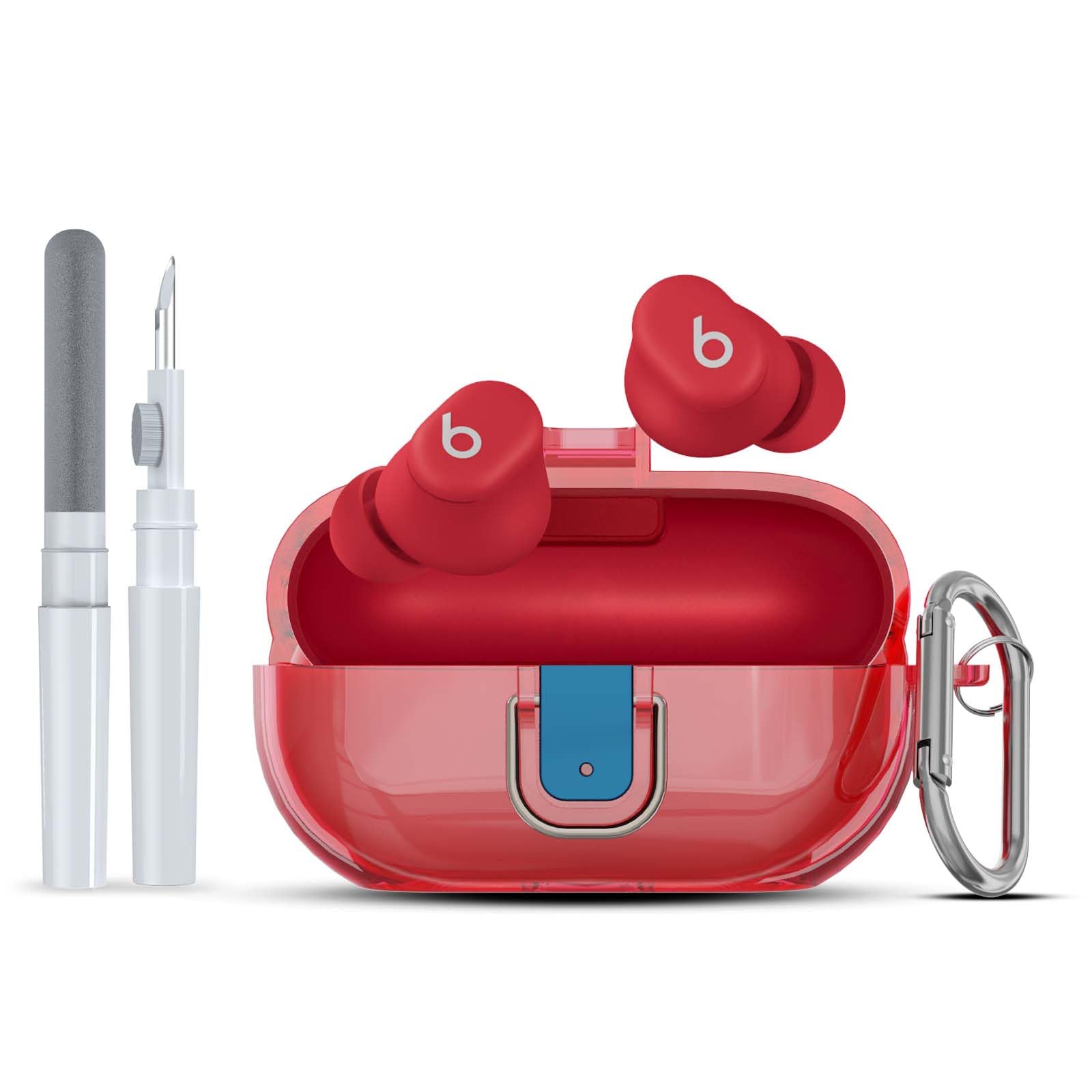 AGENTNANO [Upgrade Secure Lock] for Beats Solo Buds 2024 Case Cover with Cleaner Kit, Clear TPU Shockproof Protective Cover Compatible with Beats Solo
