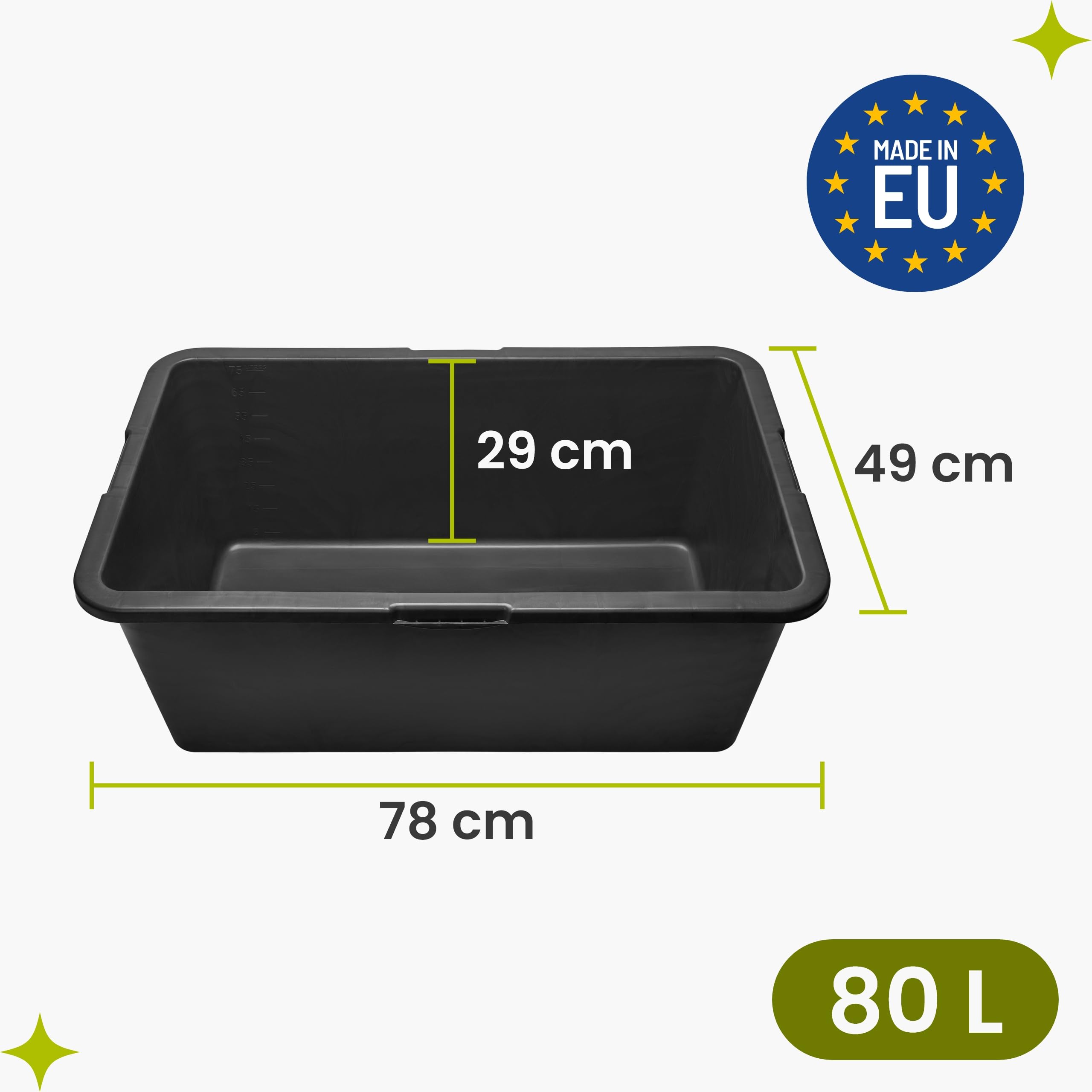 Garronda Mörtelwanne 2 Pack 80 L Rechteckig Mörtelkübel Kunststoffwanne – stabile Maurerkübel aus recyceltem PE Mörtelkasten für Beton, Garten oder Werkstatt GD-0169