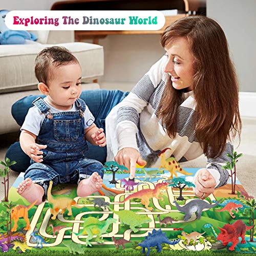 SevenQ Realistic Dinosaur Toys, Educational Dinosaur Figures Playset with Activity Play Mat & Trees for Creating a Jurassic Dino World, Suitable for Kids 2 3 4 5 6 7 Years up - Thumbnail 6