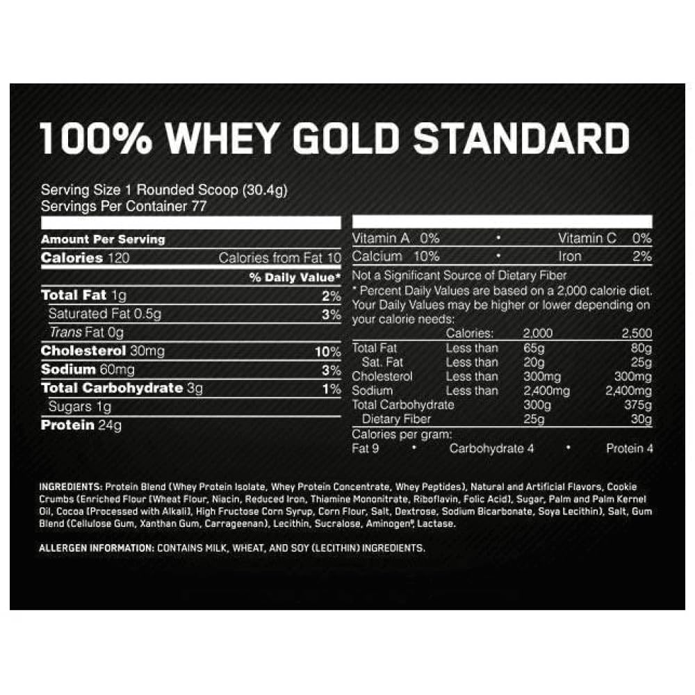 Optimum Nutrition Proteína On 100% Whey Gold Standard 5 Lbs (2,27 kg) Sabor Cookies Cream