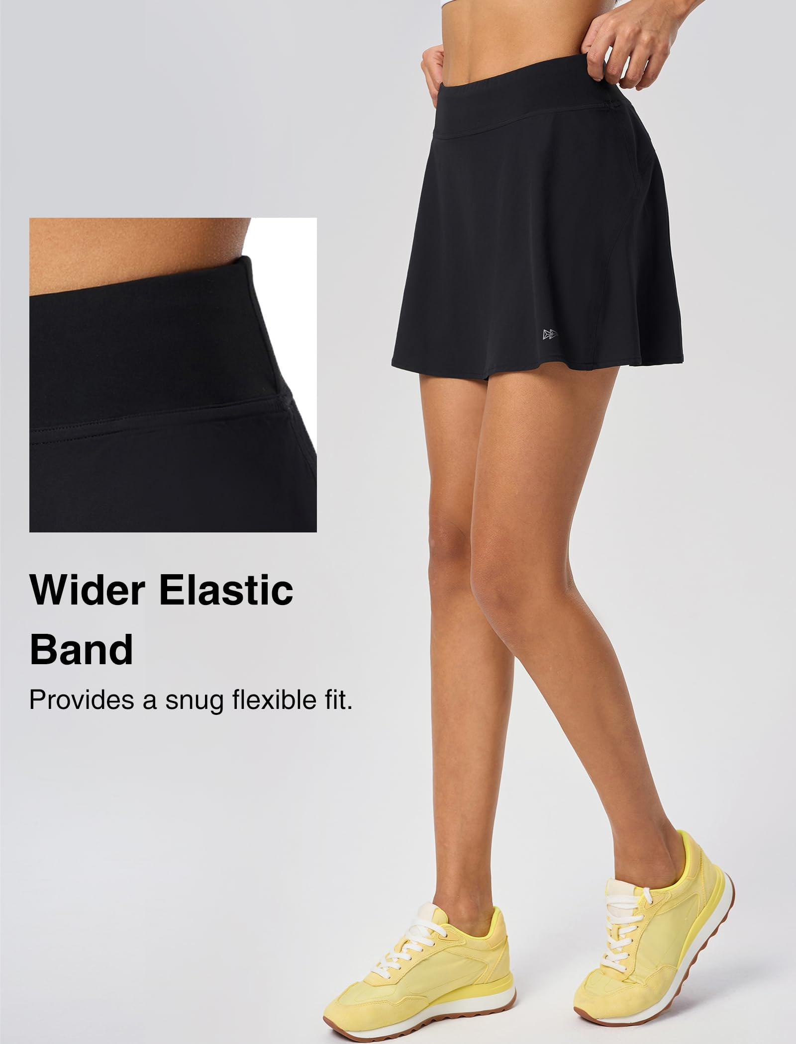 Yvette Jupe athlétique pour tennis, golf, pickleball – Jupe-short de sport taille haute avec poches